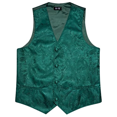 Hi-Tie Men's Silk Suit Vest Formal Vest for Men V Neck Jacquard Tie Handkerchief Cufflinks 4PCS Suits3