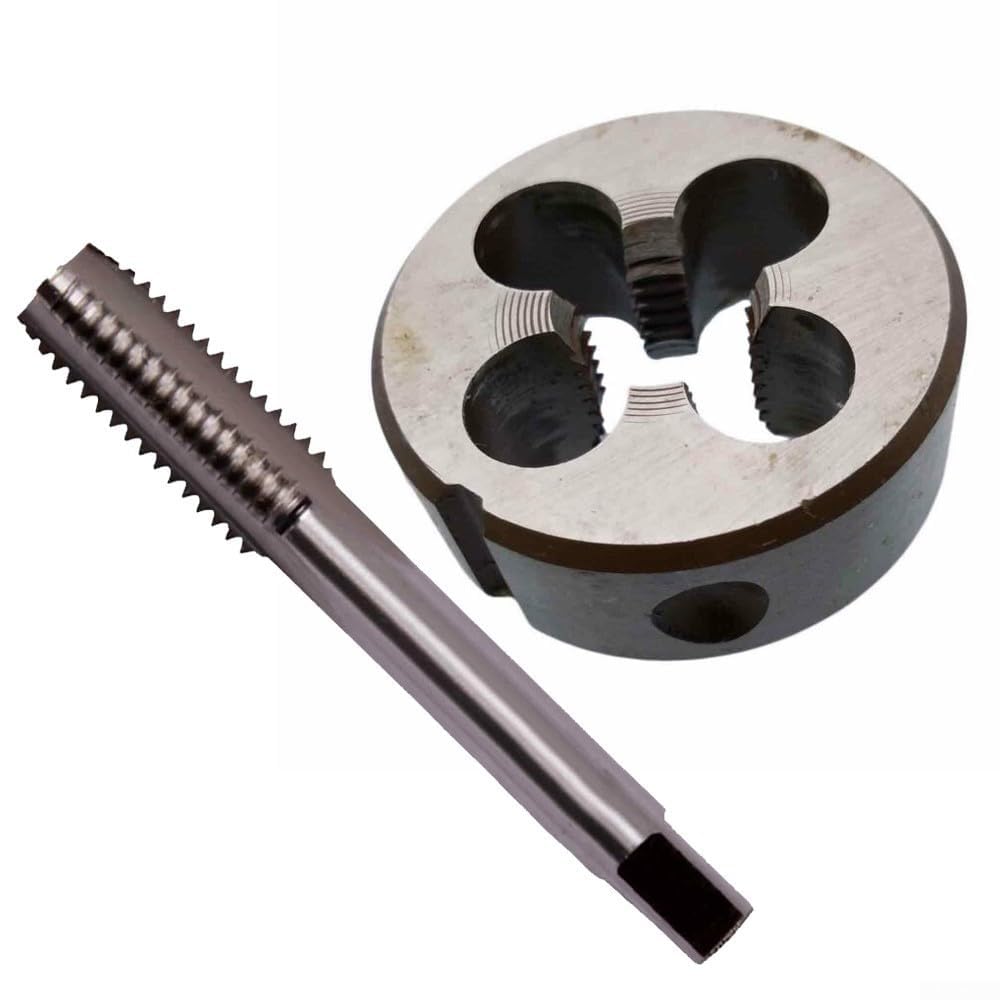 Juego de machos y terrajas, juego de machos y terrajas for roscar redondos, juego de machos y terrajas de mano derecha de acero de alta velocidad M13 x 1,25 mm, kit de herramientas for hacer roscas mé