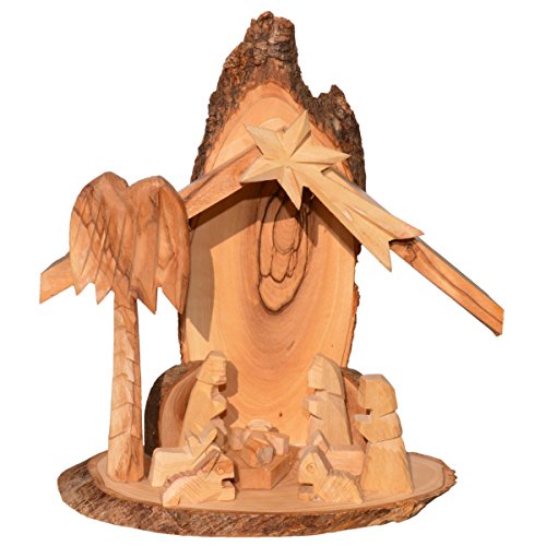 Junker Verlag Olivenholz Krippe - Holz Weihnachtskrippe aus Olivenholz...