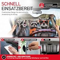 OK Cars AZ-SAA-043 Auto Frontscheibe, Sonnenschutz für die Windschutzscheibe, Frontscheibenabdeckung mit Motiv Waschbär, 130x70cm – Ansicht 4