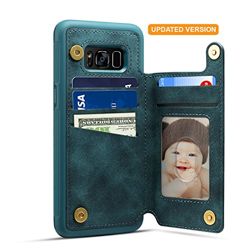 Samsung Galaxy S8 Plus Card Holder Case, Galaxy S8 Plus Wallet Case Spaysi(TM) Slim, Galaxy S8 Plus Folio Leather case 2017, Gift Box, for Galaxy 8 Plus (Blue)