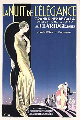 Fabulous Affiche Poster La Nuit de L'Elegance Art Deco Affiche Ancienne Vintage