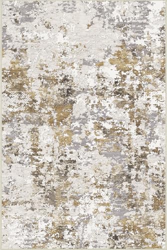 Image of BEIMO Area Rugs 8x10 for Living Room Bedroom, Modern Abstract Machine Washable Rug, Large Soft Low Pile Floor Carpet with Non Slip Backing for Dining Room, Gold Brown