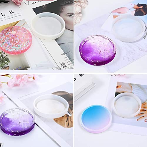 Image of SNOOGG Pack of 2 Silicone Moulds in Round BT Shape for Epoxy Resin Art, DIY, Casting,Making Coaster, Home Decoration, Cup Mat and More ..