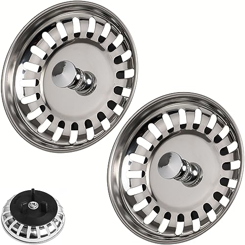 Cesto de colador de Fregadero, 2 Juegos, Ø 80 mm, Compatible con sifón IKEA ATLANT y DOMSJÖ, cesto de colador con Junta de Goma Mejorada, Apto para Fregadero Atlant y Fregadero Domsjö
