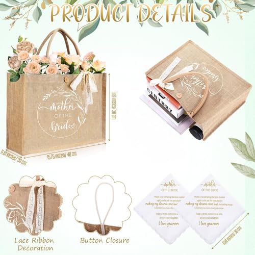 Image of Hushee 12 Pcs Mother of the Bride Groom Gift Set: Satin Robes for Women Tote Bags Makeup Bags 16oz Glass with Straws Handkerchiefs Mirrors for Mom Bridal Shower Wedding Gifts(Sage Green,Leaves)