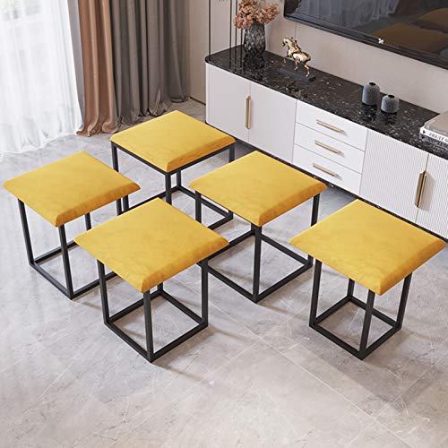Gdming 5Pcs Cube Ottoman Foot Stool, Combination Sofa Stool With Pu Cover And Metal Legs For Home Dining/Coffee Table Desk Seat, 3Colors (Color : White) #TOP1