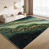 Dunkelgrüne Farbverlaufsstruktur Teppich Wohnzimmer 150x210cm Moderne AbstraktionWaschbarer Teppich,Kurzflor,rutschfest,Pflegeleicht,Kinderzimmer,Schlafzimmer,Büro