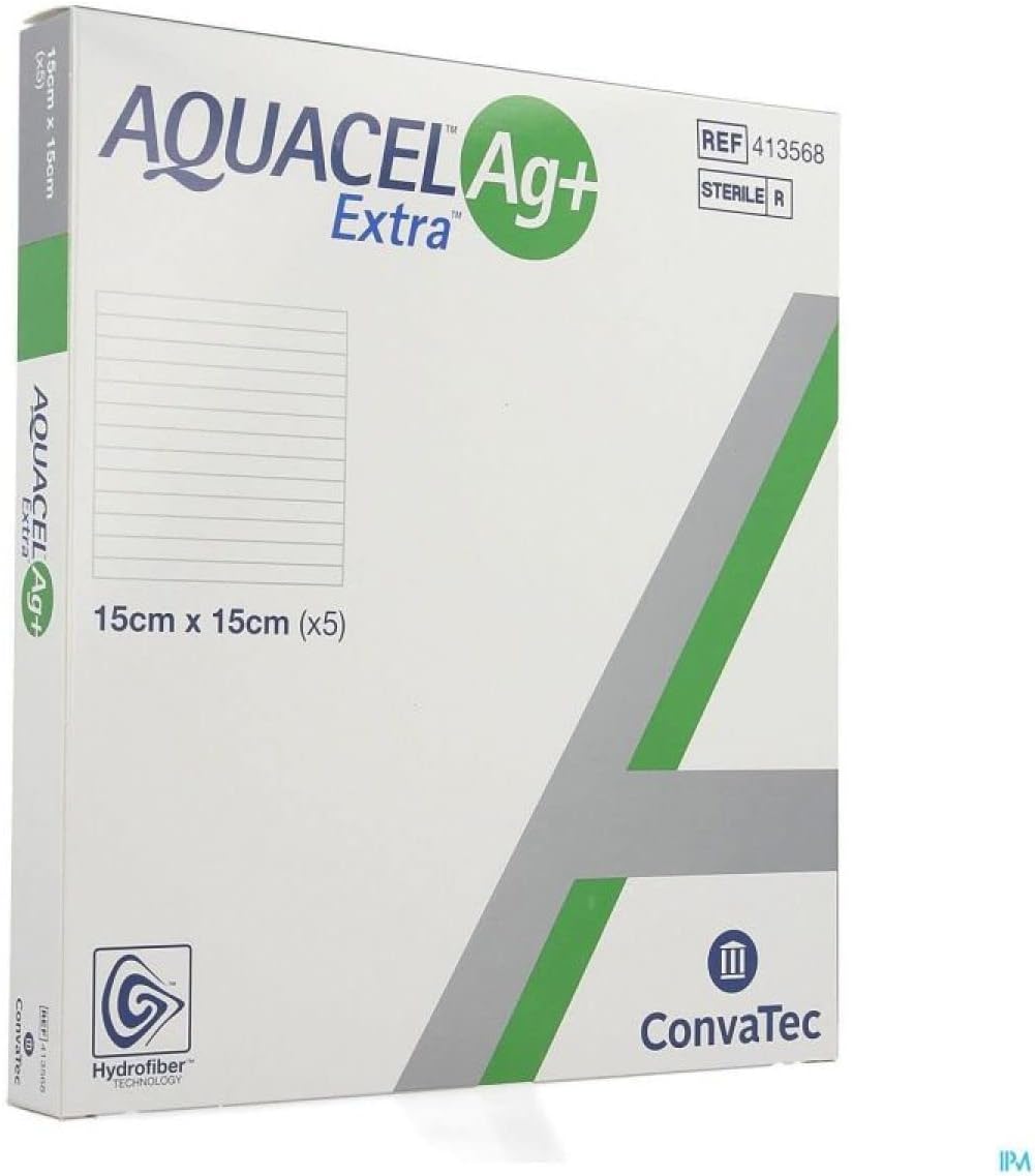 ConvaTec 3862711 Aquacel Ag+ Extra Dressing, 15 cm width, 15 cm Length (Pack of 5)