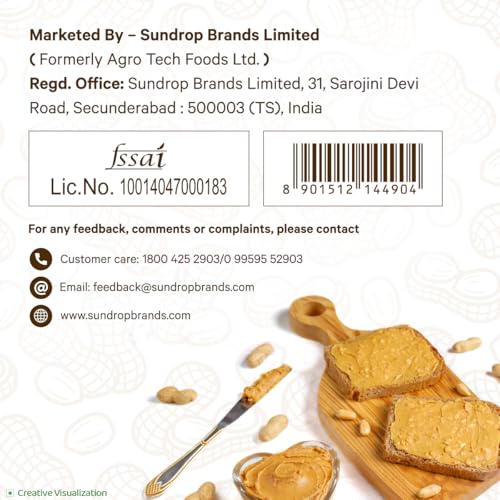 Image of Sundrop Peanut Butter Natural | Crunchy | 924 grams | With 28% Protein | No Added Hydrogenated Oil, Sugar and Salt | Good for Heart Health | Great Value per Gram of Protein (Pack of 3)