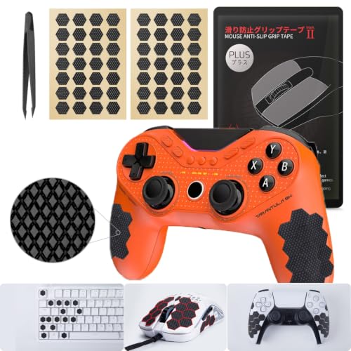 [Grip Upgrade] HOTLINEGAMES 2.0 Plus DIY Hexagon Anti Slip Tape Compatible with GameSir Tarantula 8K, Gaming Mouse Grip Tape, Professional Mice Upgrade Kit, Sweat Resistant, Cut to Fit, Easy to Use