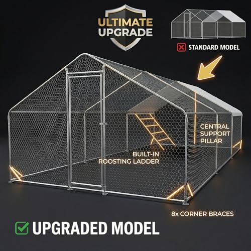 Image of CHIKENCOOP 19.5x9.8x6.5 ft Metal Chicken Coop, Chicken Run with Cover