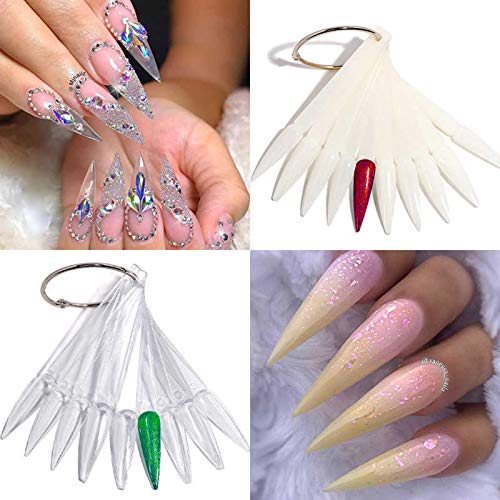 Onnpnn 150 Piece Nail Swatch Sticks With Metal Ring, Fan Shape Nail Art Polish Display Tips, Diy Manicure Practice Display Board, False Nail Tip Color Card Detachable Practicing Stick For Home Salon #TOP1