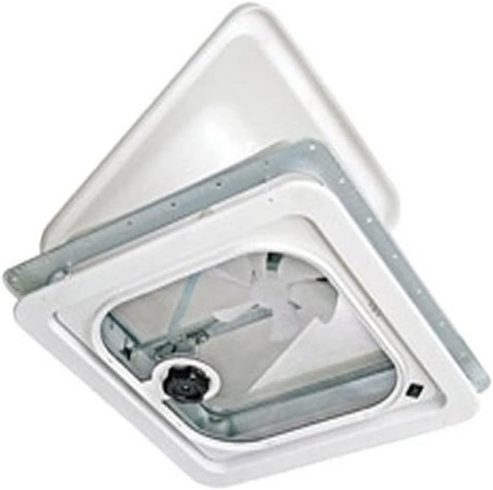 V2094-501-00 Birch White 14" 12V Radius Corner Vent with Pop Up Screen
