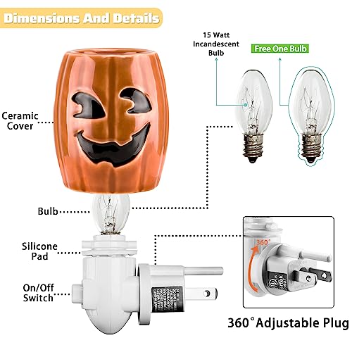 Star Moon Halloween Pluggable Fragrance Warmer Wax Melter For Home/Dorm/Office Decorative Night Light Pleasant Gifts Safe To Use Packaged Together With Two Bulbs-Wicked Witch - Evil Pumpkin Lantern #TOP5