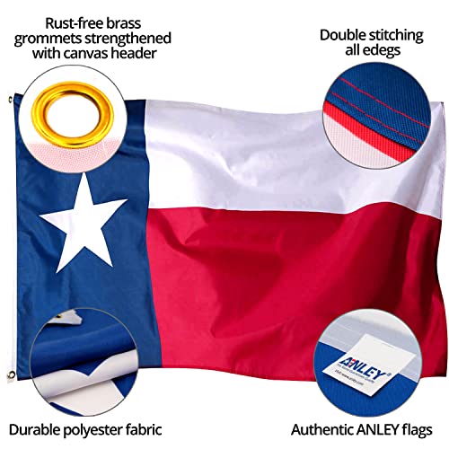 Anley Fly Breeze 3x5 Foot Texas State Flag - Vivid Color and Fade proof - Canvas Header and Double Stitched - Texas State Flags Polyester with Brass Grommets 3 X 5 Ft by Anley - Image 2
