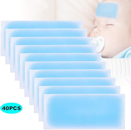 Miniatura 2 de 40 almohadillas de enfriamiento para la fiebre del bebé, almohadilla de enfriamiento para la frente del bebé, parche seguro para la fiebre de los