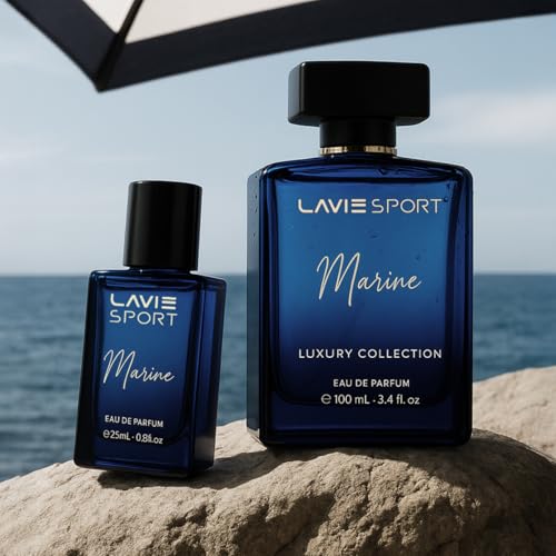 Image of Lavie Sport Marine | Long Lasting Perfume for Men | EDP 25ml | Lavender, Sandalwood, Mint, Jasmine, Musk, Amber, Oakmoss | Premium Unisex Fragrance