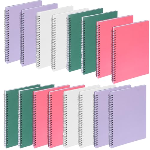 Honoson 16 Pcs A5 Spiral Notebooks Bulk Small 6x8 Inch Lined Spiral Notebook Pastel College Ruled Journal 100 Pages, 50 Sheets for Back to School Work Notetaking for Women Men Student (Pastel Color)
