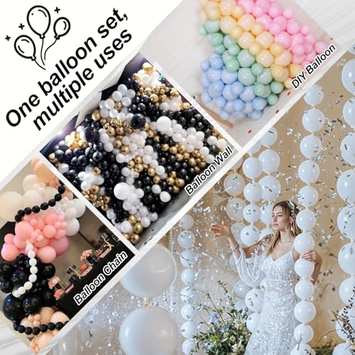 Image of White Quick Link Balloons, 120PCS Linking Balloons for Making Balloon Wall Balloon Arch Balloon Chains, Pearl Balloons for Wedding Birthday Baby Shower Graduation Grad Party Decorations (6+10inch)