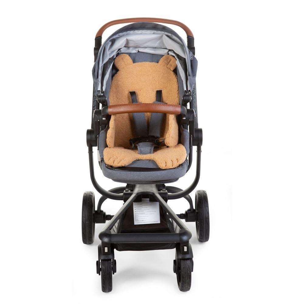 CHILDHOME - Cojín reductor universal compatible con trona, tumbona, asiento de coche, cochecito, aberturas para pasar, arnés de seguridad, suave, Teddy Beige