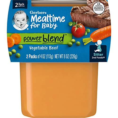 Gerber 2nd Foods, Vegetable and Beef Pureed Baby Food, 8 Ounce, (Pack