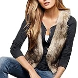 Material: Kunstlpelz Lantomall Damen Pelz Weste Frauen Lederweste Fellweste Faux Fur Vest Gilet Waistcoat Braun
