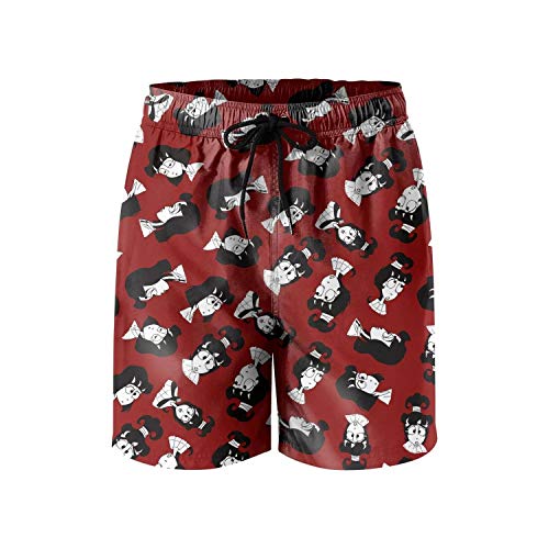 Flames Wolf-US Lydia Deetz Goth Girl Dark Humor Mens Swim Trunks Casual Drawstring Boardshorts