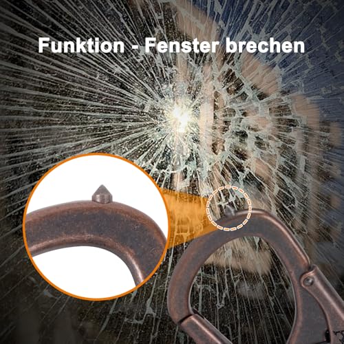 Ahiller Karabiner Schlüsselanhänger Karabinerhaken Clip, Doppelschloss entworfen - Wolfram Stahl Spike - 8cm Legierung Autos Schlüsselbund [Rotguss-1P]
