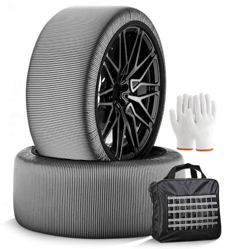 Snow Socks for Tires - Auto Accessories Ultimate Grip Alternative for Snow Chain - 2 Packs Portable Winter Emergency Grip Device for Bus, Light Heavy Trucks, and SUVs (2XLarge)