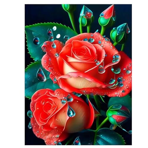 Suneve Planta de lluvia Pintura Diamante Adultos Principiante,Bricolaje 5D Round Diamond Painting Kit Completo,diamond painting Manualidades Para Decoración de Hogar Pared Regalo 25x45cm