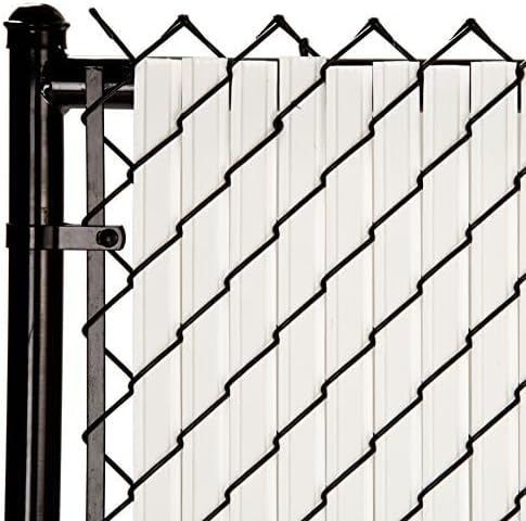 Slat Made in America Privacy Inserts for Chain-Link Fence, Double-Wall Vertical Bottom-Locking Slats with Wings for 7' Fence Height (White)