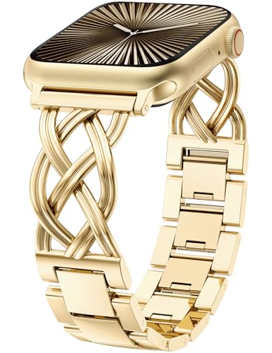 Image of TOYOUTHS Dressy Bracelet Compatible with Apple Watch Bands 38 /40 /41 /42 /44 /45 /46 /49mm Women, Celtic Stainless Steel Metal Fancy Nice Pretty Strap for iWatch Series 11 10 9 8 7 6 5 4 Ultra /SE 3 2 1