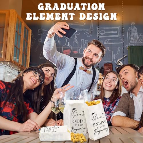 Image of 200 Pcs Class of 2025 Popcorn Bags Bulk Graduation Party Favors Snack Goodie Cookie Bags Grease Resistant Paper Individual Servings for Congrats Grad Favors Pop Corn Bag (Classic)