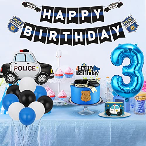 3Rd Birthday Decorations For Boy Police Birthday Party Decoration Happy Birthday Banner 3Rd Birthday Gifts Boy Police Birthday Party Supplies For Kids Police Cars Cake Topper Police Balloons #TOP3