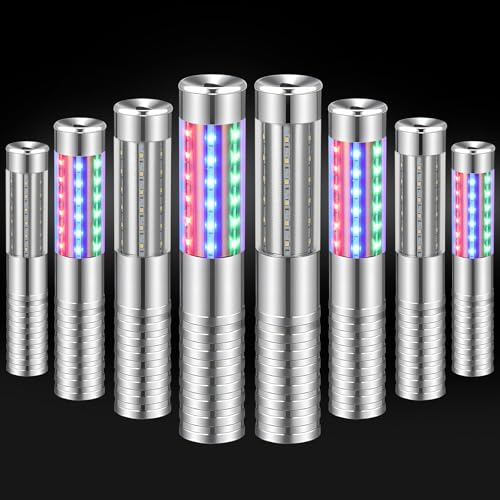 8 Pieces RGB LED Strobe Baton Light Rechargeable Bottle Service Sparklers Stick Reusable Champagne Bottle Handheld LED for Club Stage Nightclub Party Concert Event Bar Outdoor - Silver