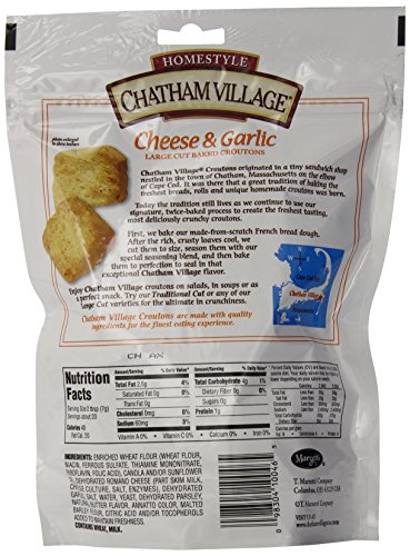 Chatham Village Large Cut Cheese & Garlic Croutons, 5-Ounce Bags (Pack of 12)
