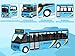 Crelloci City Bus Toys Cars, Die-Cast Metal Airport Cars for Boy 3-8 Years Old, Pull Back Blue Play Vehicle with Sound and Light Up for Kids Girls Gift