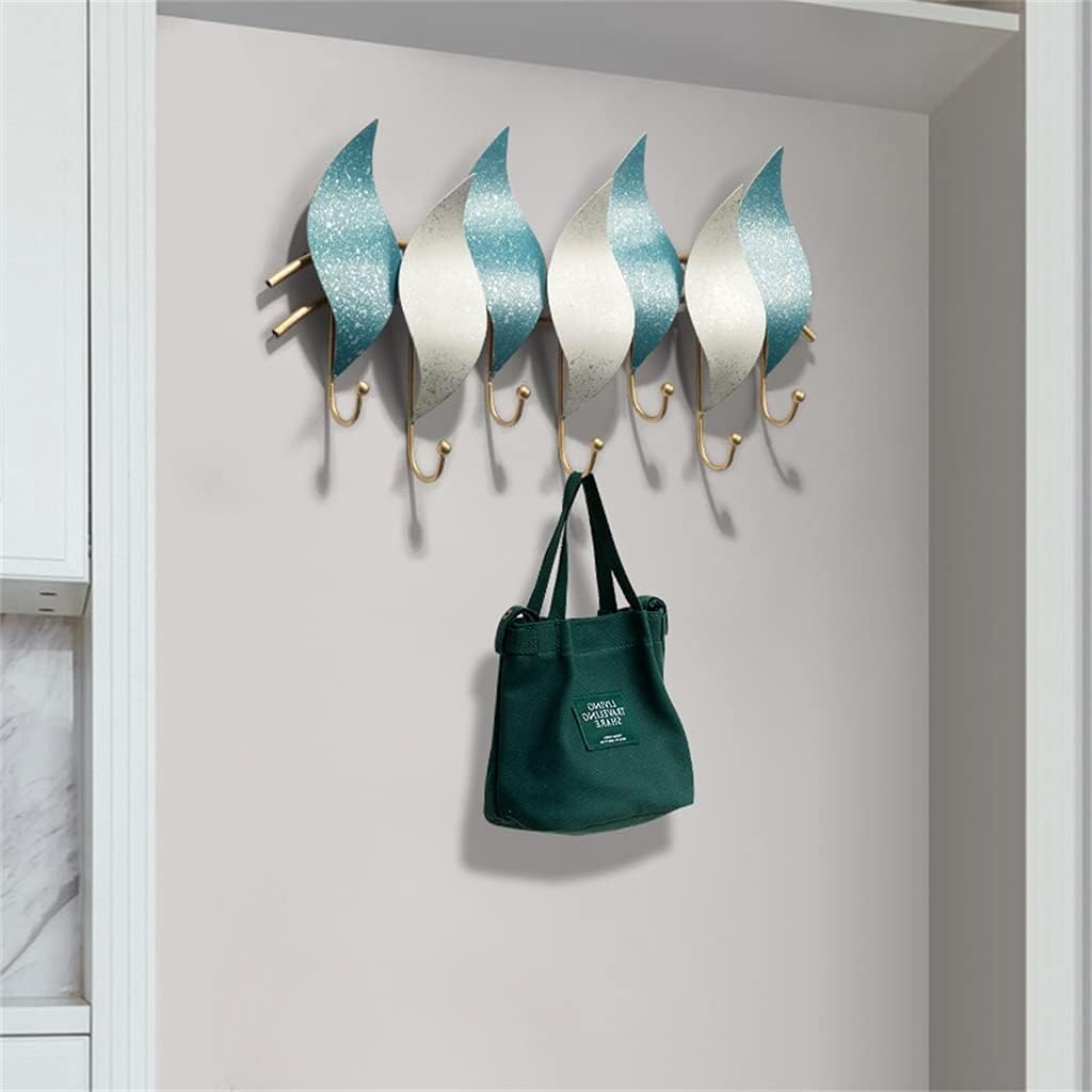 Decorative Hook Wall Hanging Coat and Hat Rack European Style Living Room Key Rack Porch Door Metal Wall Hanging (Color : Blue, Size : Small) (Blue Small)