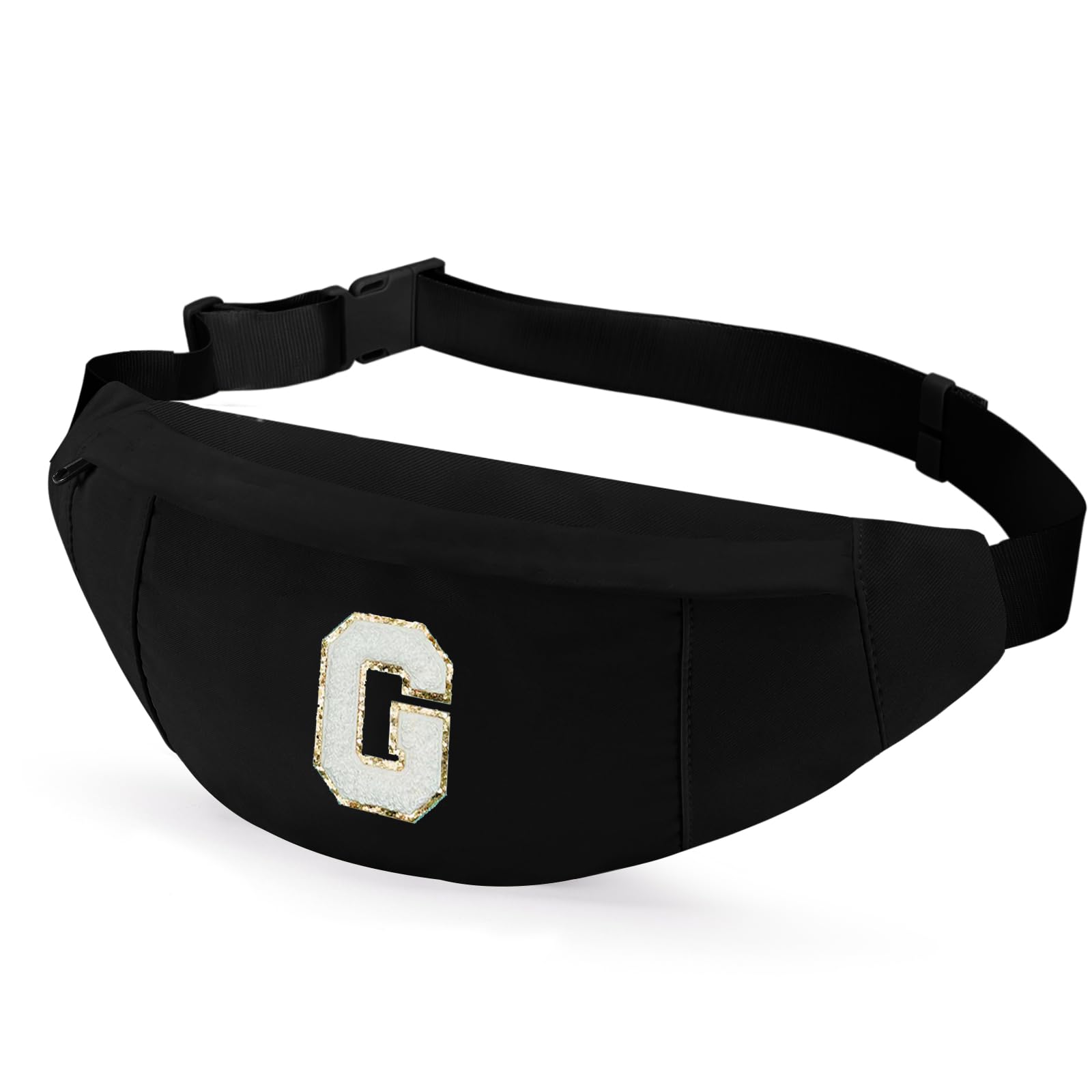 Birthday Gifts for Women Men,Personalized Fanny Pack Crossbody Bag Waist Pack with Initial Letter Patch,Christmas Gifts Cute Trendy Stuff for Daughter Sister Her,Black G