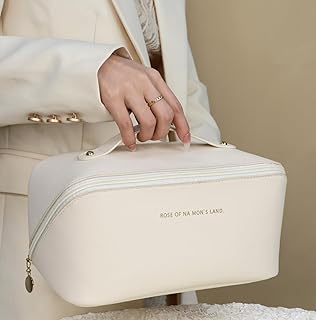 Bolsa de maquillaje de piel sintética con for...