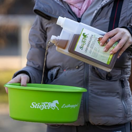 Foto von Stiefel Leberkräutersaft für Pferde, aus Einer 100% naturbelassenen Kräutermischung, zur Unterstützung der Leberfunktion, mit Bitter- & Gerbstoffen, flüssig mit Dosierflasche, 1l