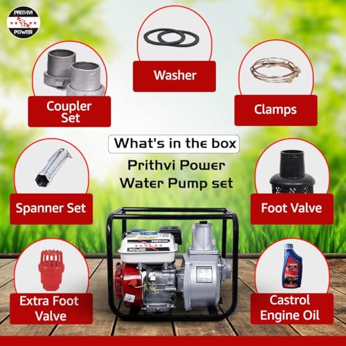 Image of 7.5 HP Petrol Water Pump Set (3 Inch) | 4 Stroke Engine, 3600 RPM | Max Discharge 1200 L /Min | High Head, Heavy Duty Pump for Agriculture, Irrigation, Farming & Drainage
