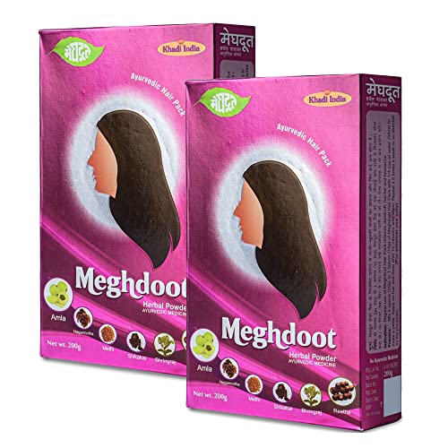 Image of Meghdoot Ayurvedic Powder for Dandruff Control & Oily Scalp, Enriched with Amla, Reetha, Shikakai, Methi, Nagarmotha, Bhringraj, 100% Natural Herbs, Sulphate and Paraben Free, 200g Each (Pack of 2)