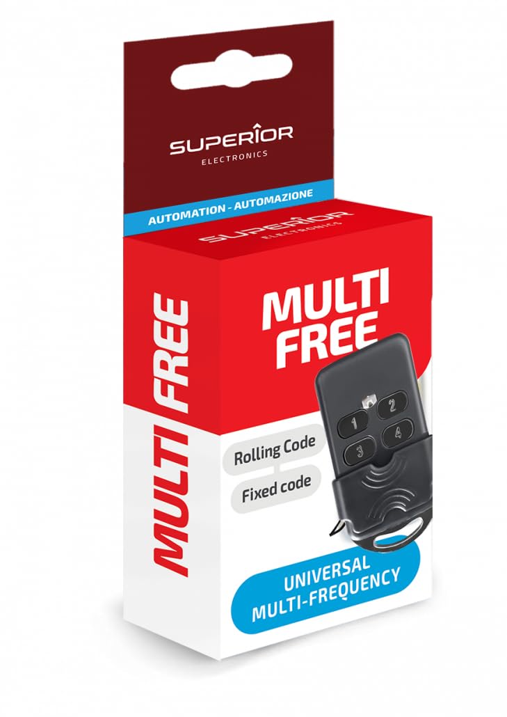 Superior Electronics Multi Free Radiocommande Universelle à 4 Touches pour Garage, portails et Barres, Double FAAC, BFT, V2, Nice et Bien d'autres, Code Fixe fréquence 433.92/868.35 MHz