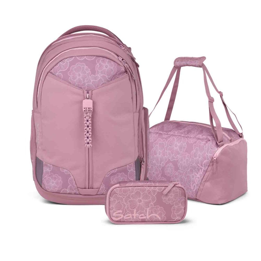 Satch Match Schulrucksack Set 3tlg. inkl. Schlamperbox und Sporttasche (Magnolia Dream)