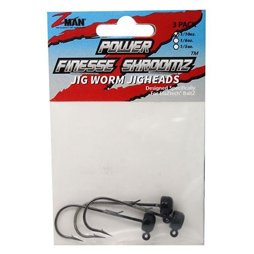 Z-Man Testa Piombata Power Finesse ShroomZ | Gancio Forgiato 3/0 Nickel Nero | Per Esche Soft ElaZtech | PJH110-01PK3