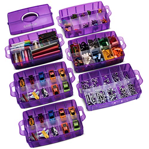 Image of LifeSmart Stackable Bead Storage Organizer Box | DIY Art Craft Case Storage with Adjustable Compartments | Small Plastic Containers with Dividers for Toys, Jewelry, Fishing Tackles and Sewing Supplies