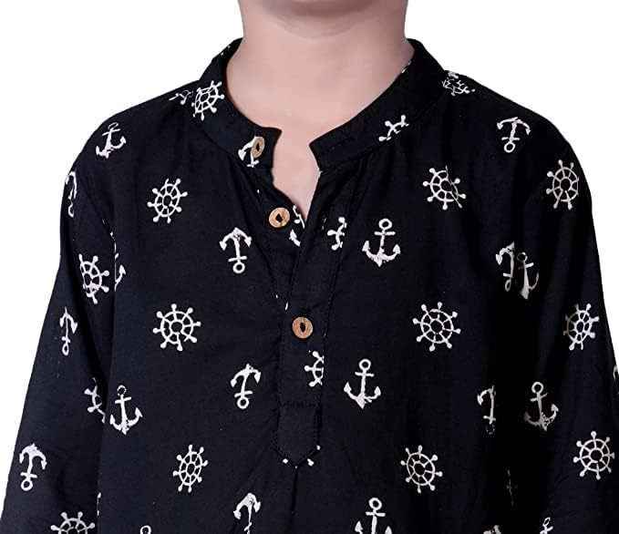 Image of Baby Boys Ethnic Wear | Handloom Cotton Kurta Pajama Set for Festivals | Comfortable & Stylish Traditional Kids Kurta Pyjama Set
