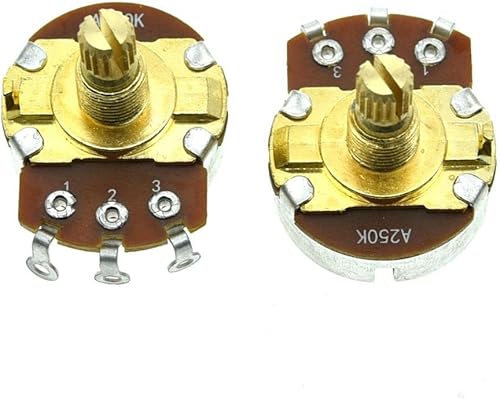 KAISH Paquete de 2 macetas métricas de tamaño completo para guitarra y bajo con eje corto de latón de 0.591in de audio A1M